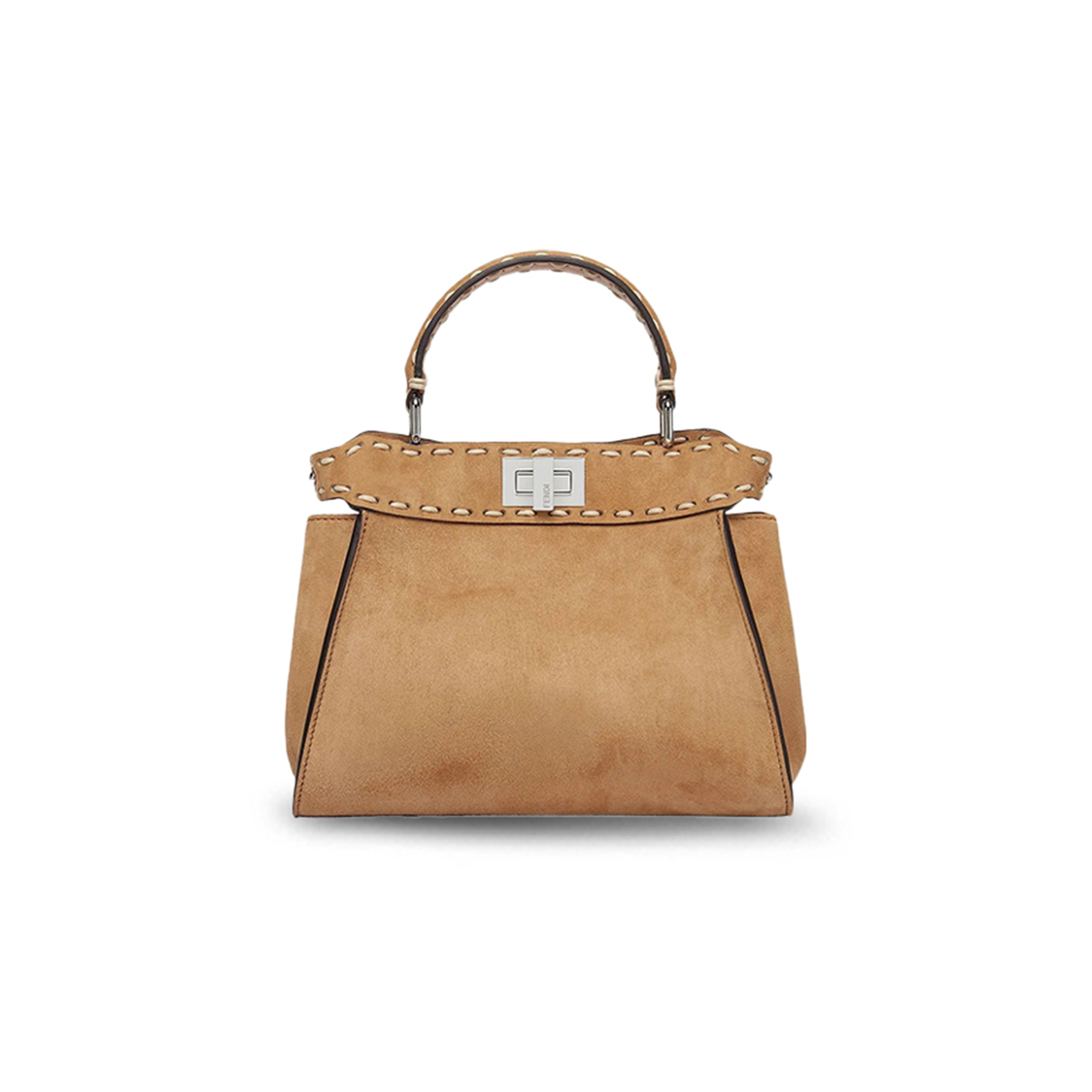 F**di mini suede selleria peekaboo brown totes 8bn244am2zf0xul (23*20*7cm)